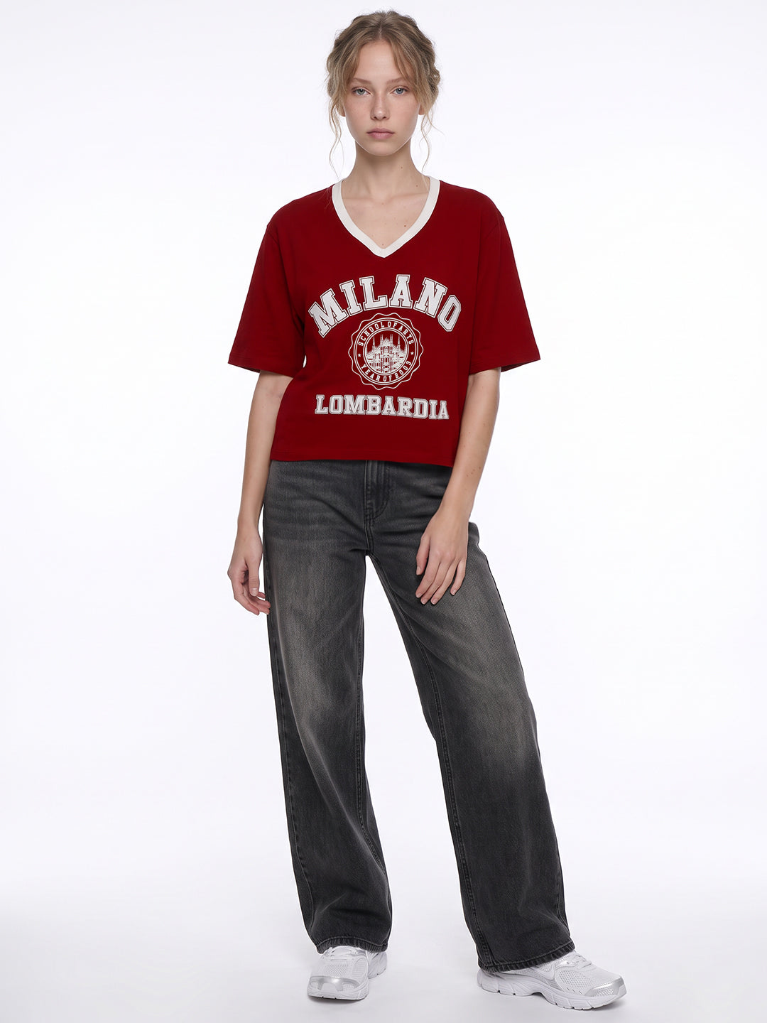 Red Graphic Crop Genz Tees