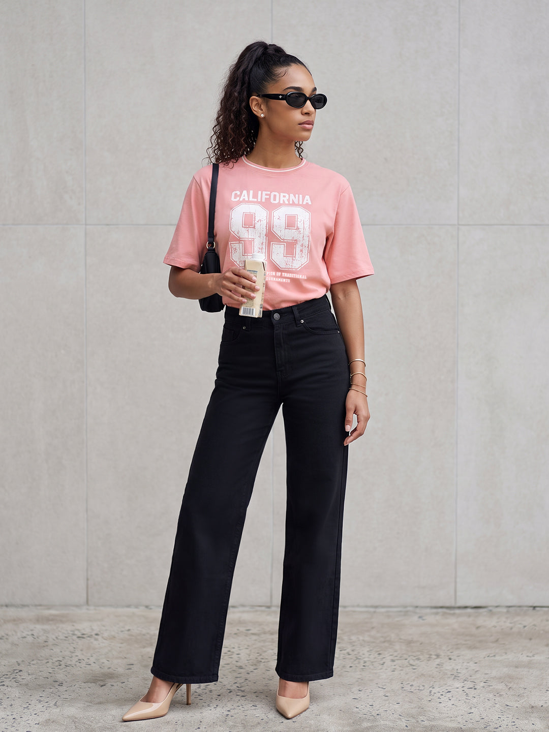 Peach Pink Graphic Crop Genz Tees