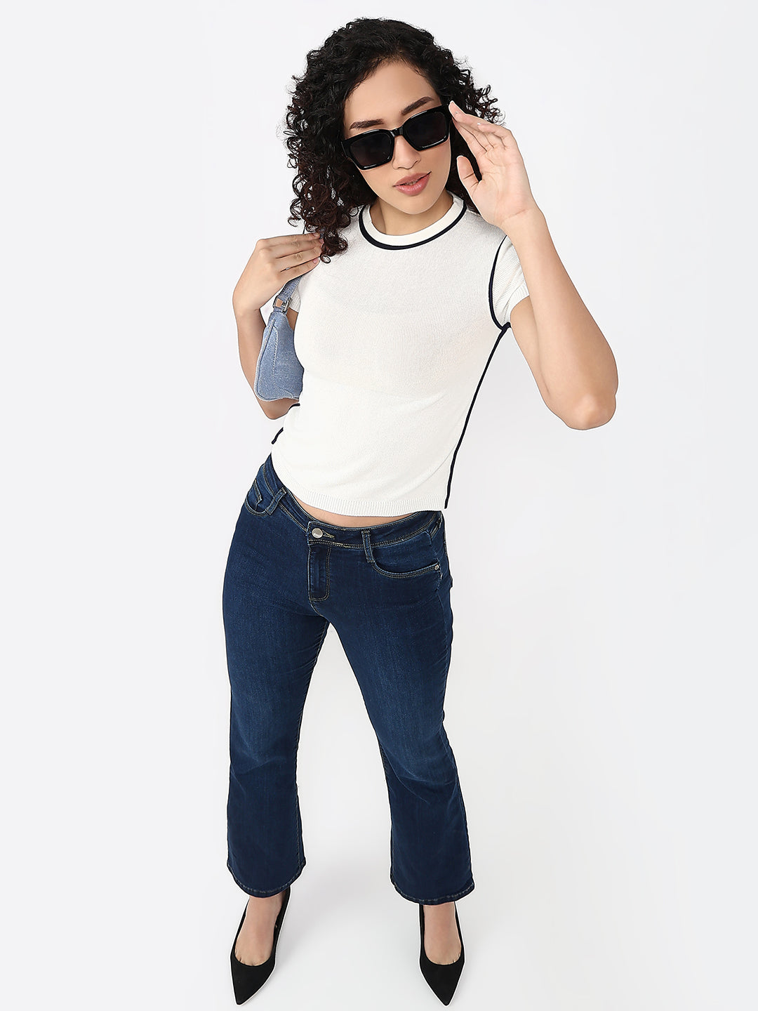 Women White Slim Fit Flat Knit