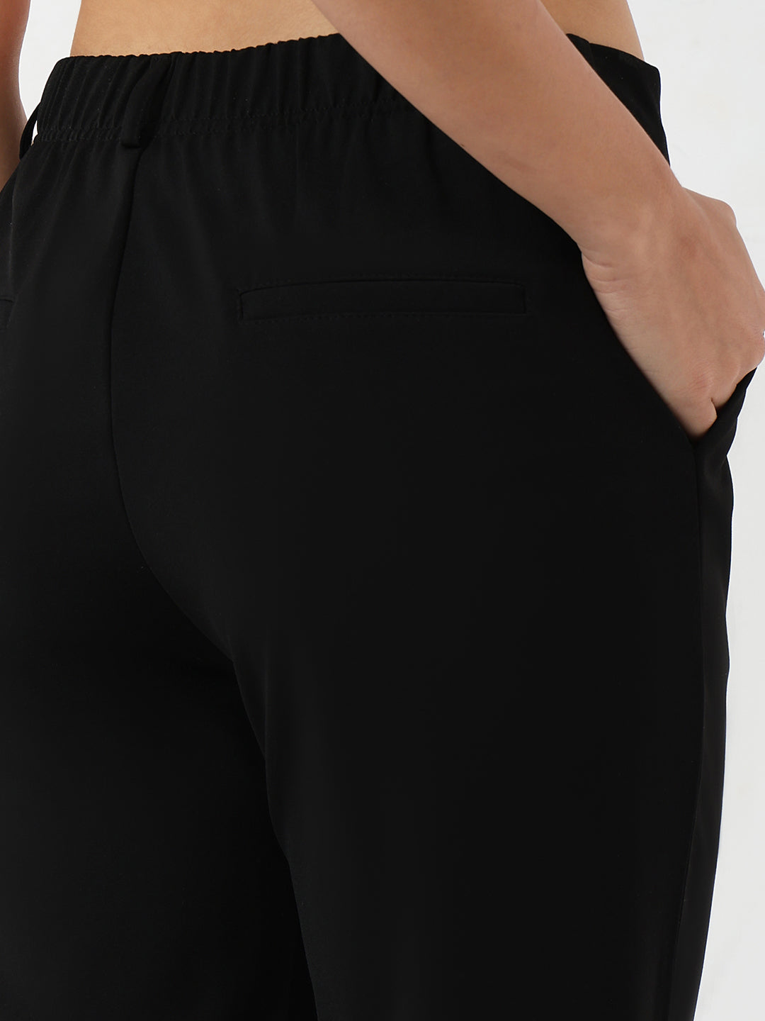 Women Black Loose Straight Fit Korean Pants