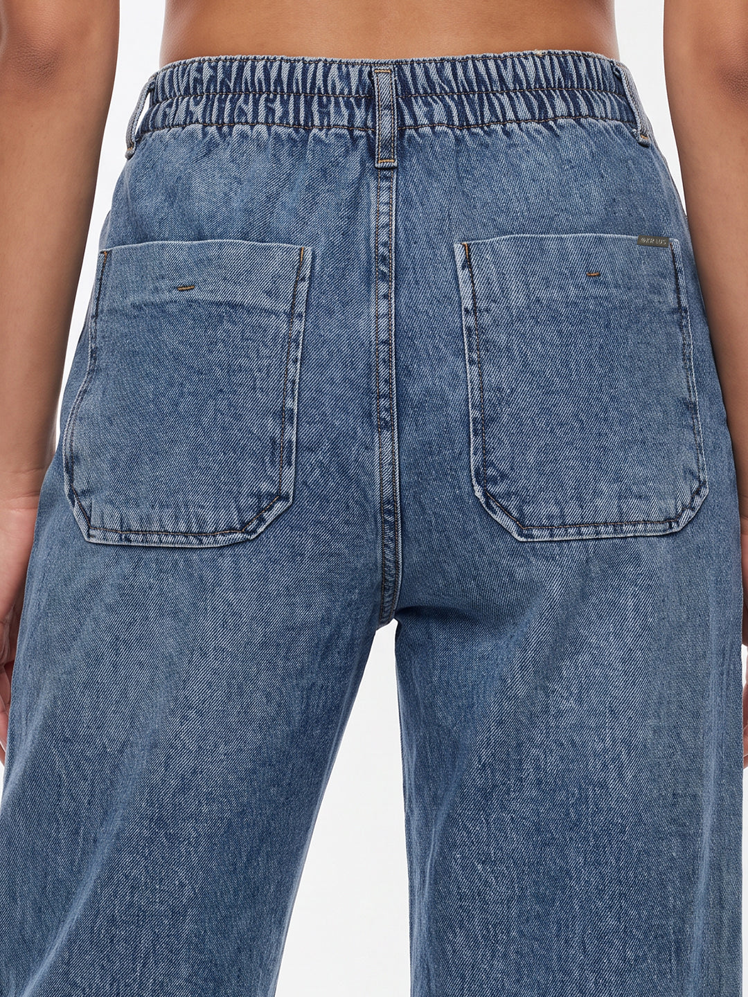 Blue High-Rise Crop Wide Leg Jeans