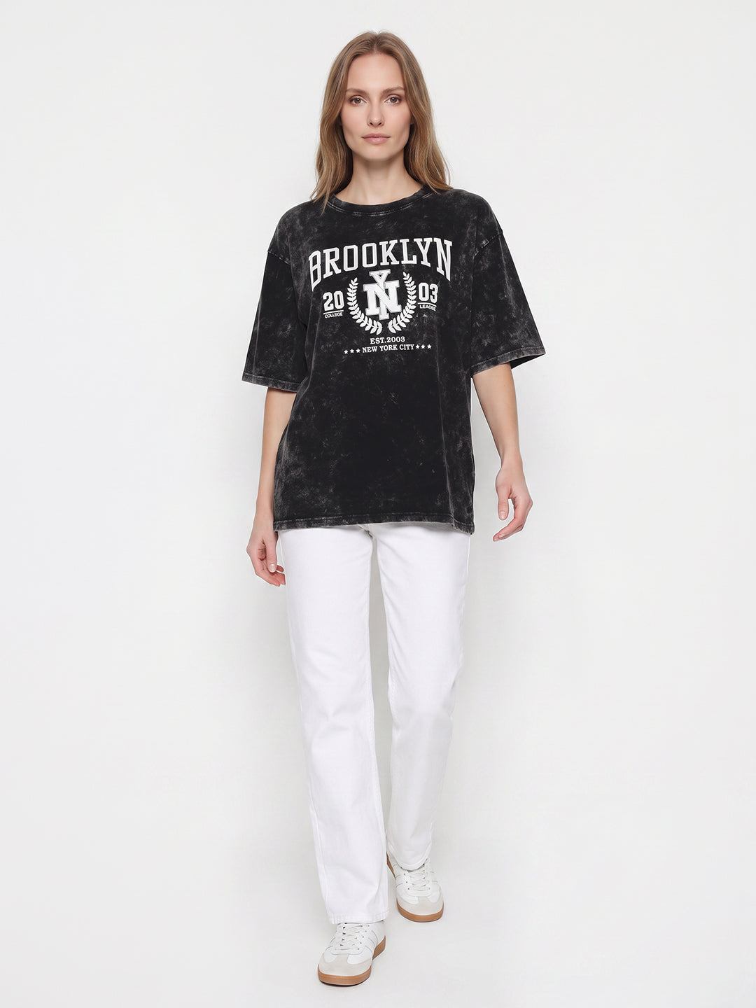Women Black Cold Wash Oversized T-Shirt