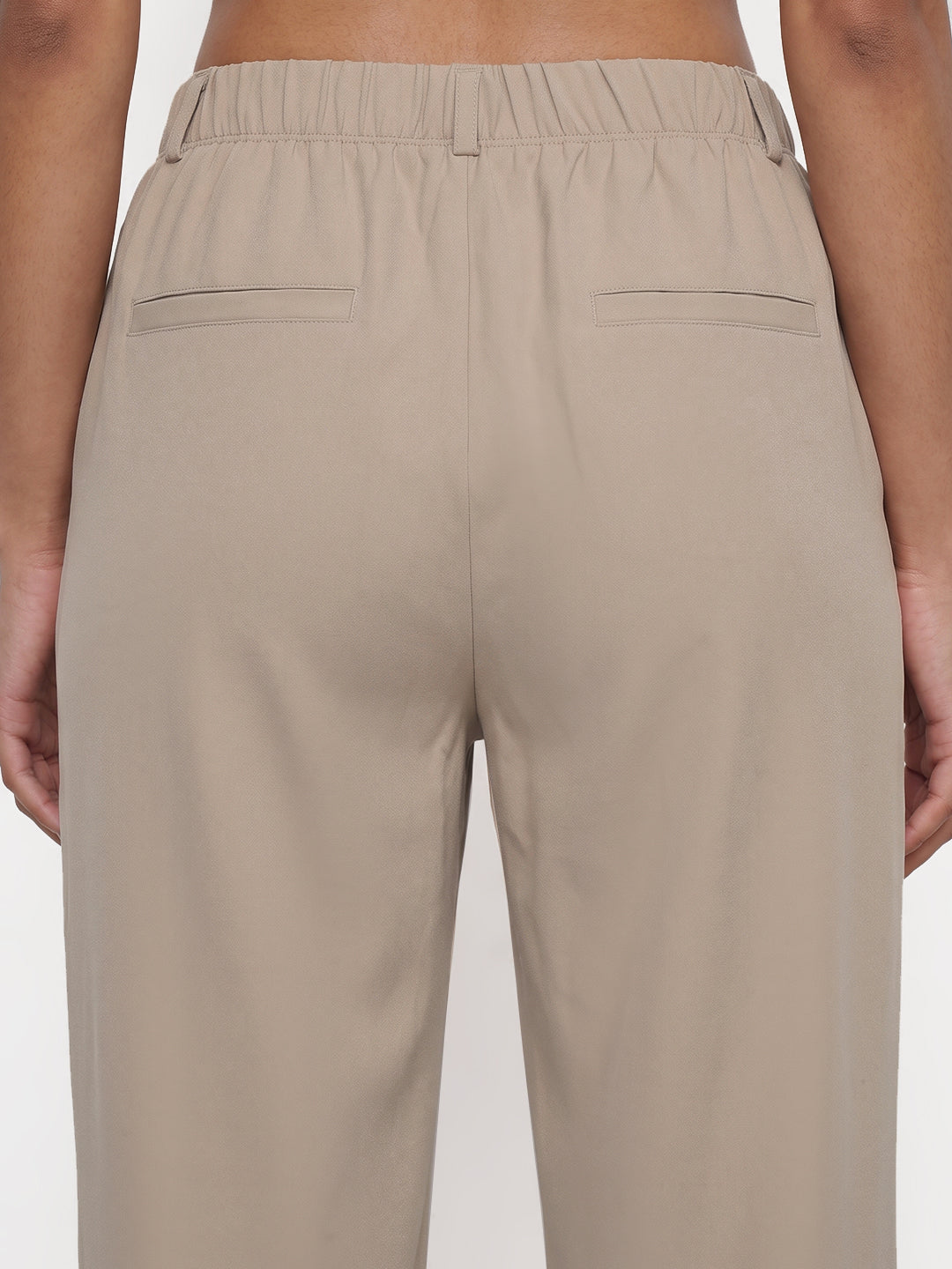 Beige High-Rise Straight Fit Korean Pants