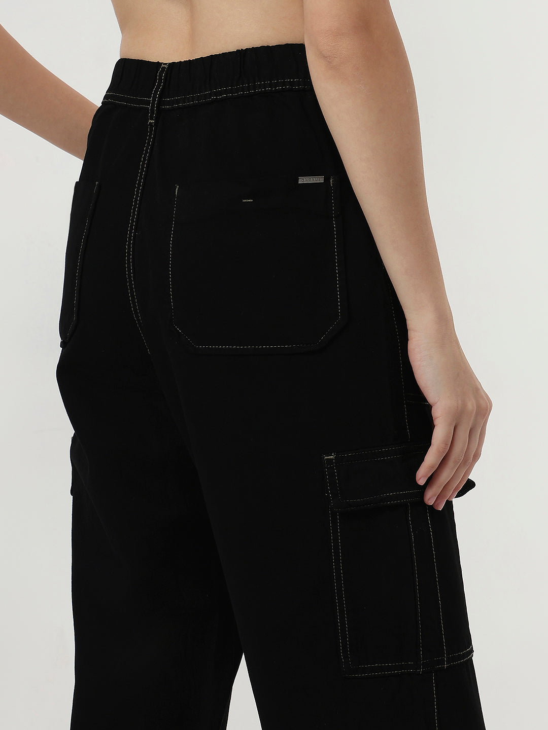 Women Black High-Rise Cargo