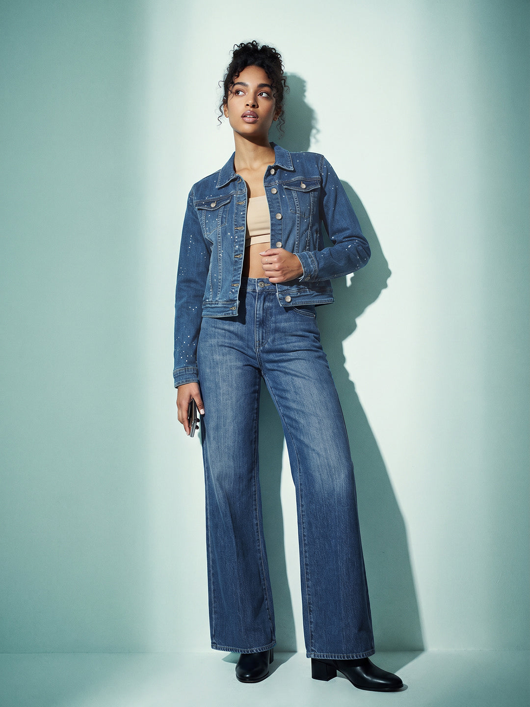 Blue Denim Rhinestone Jacket