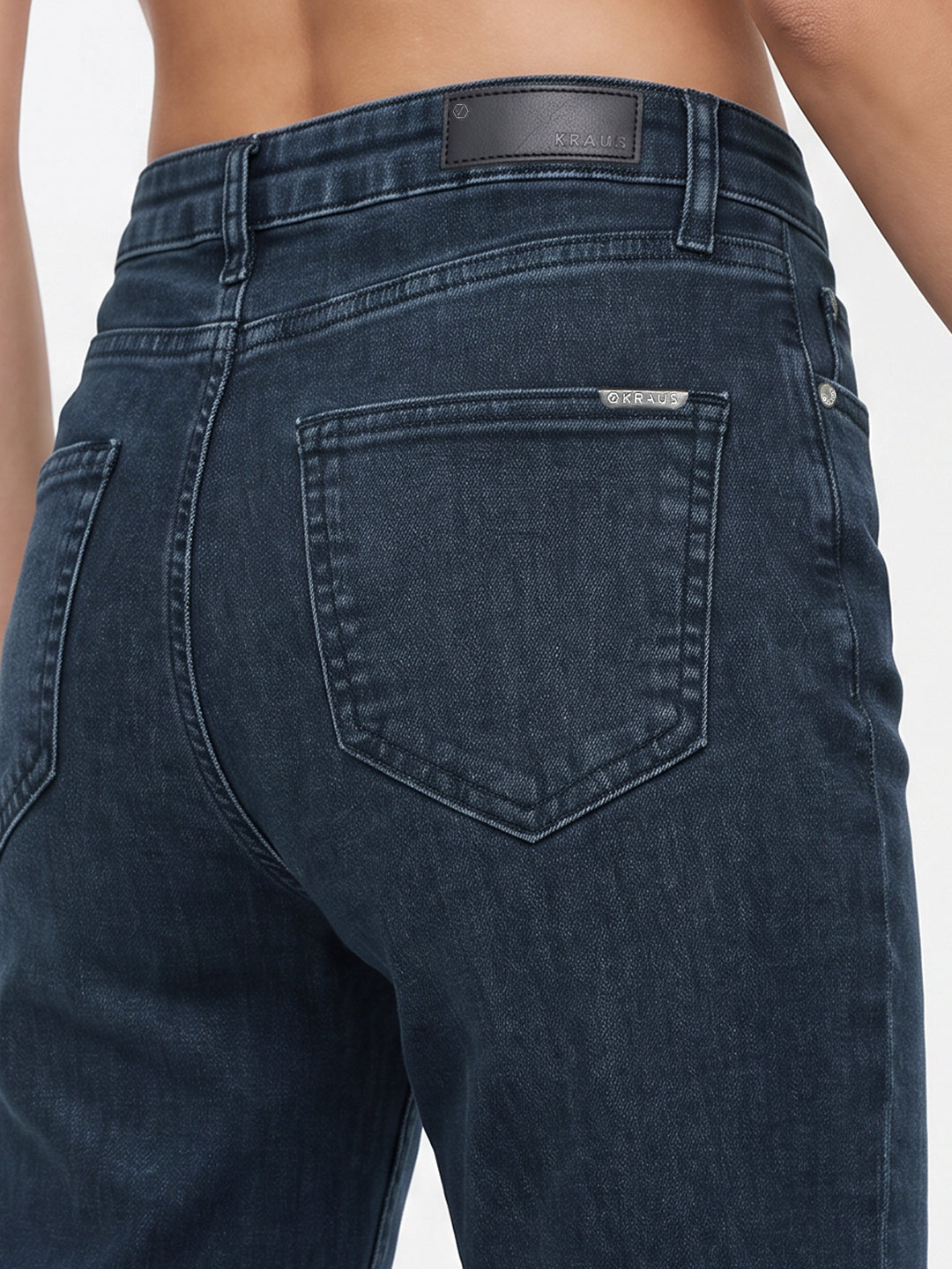 Women Slate Blue High-Rise Straight Fit Jeans