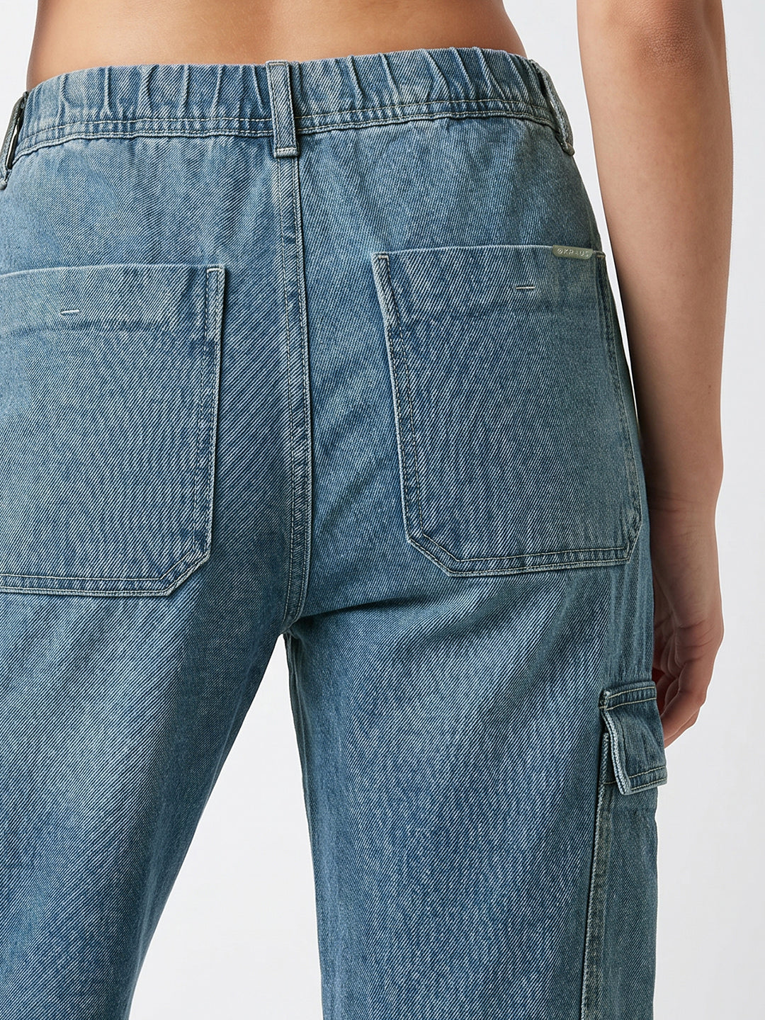 Women Light Blue Mid-Rise Cargo