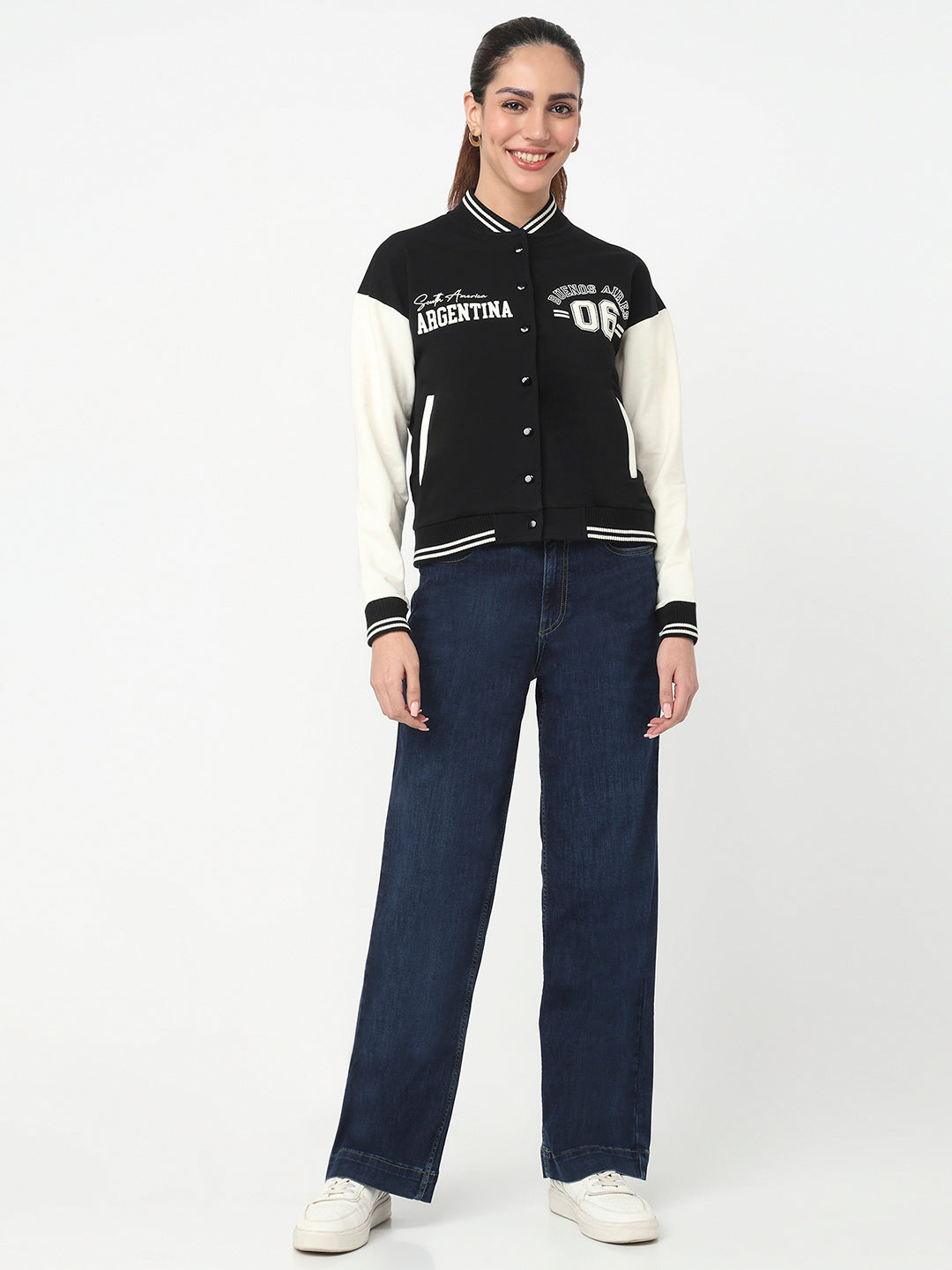 Women Black/Ivory Varsity Jacket