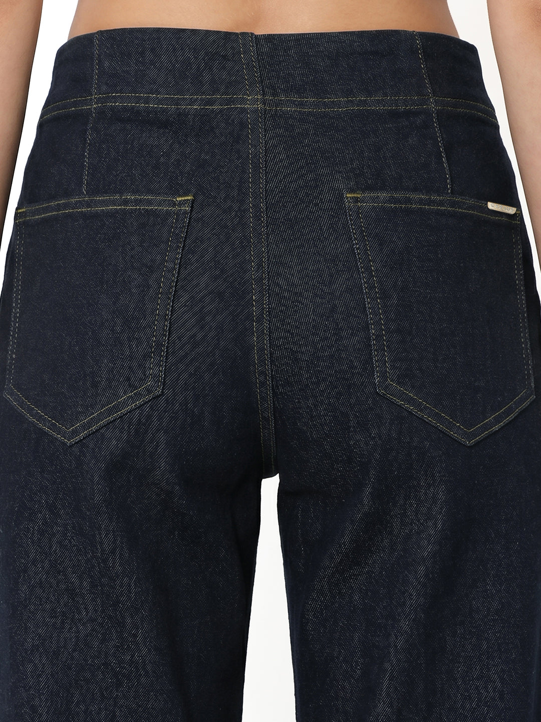 Women Dark Blue High-Rise Super Wide Leg Jeans