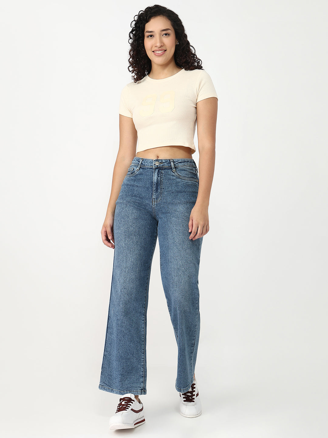 Women Beige Slim Fit Genz T-Shirt