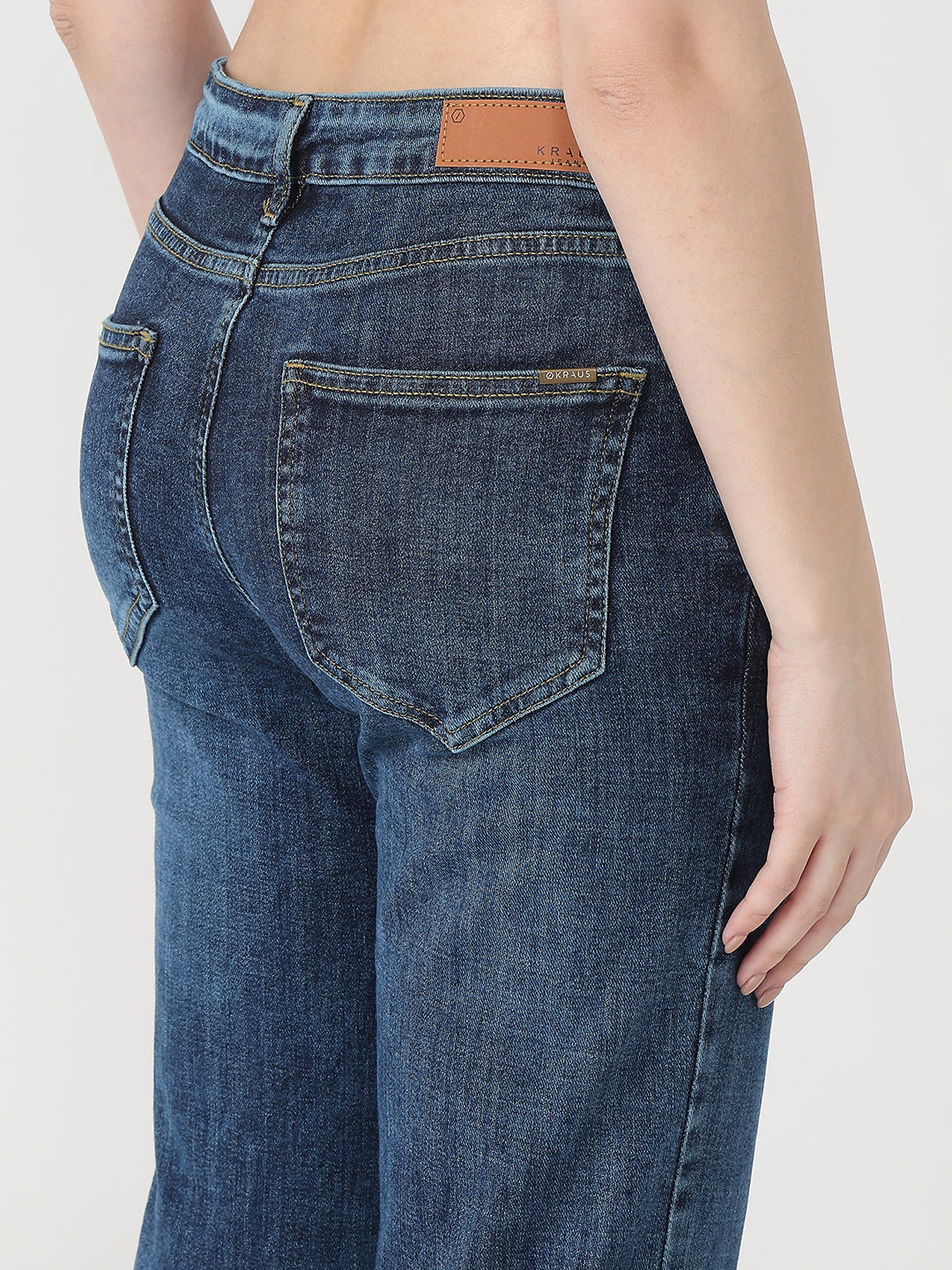 Women Blue High-Rise Slim Straight Jeans