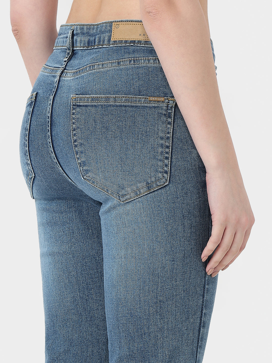 Women Blue High-Rise Slim Straight Jeans