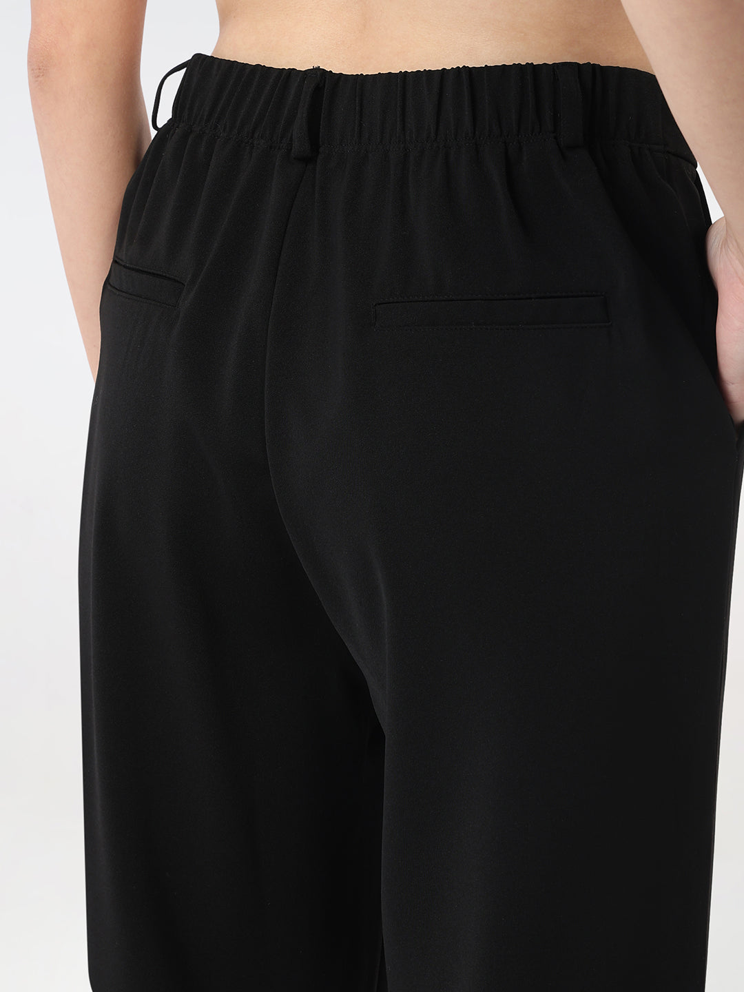 Black High-Rise Straight Fit Korean Pants