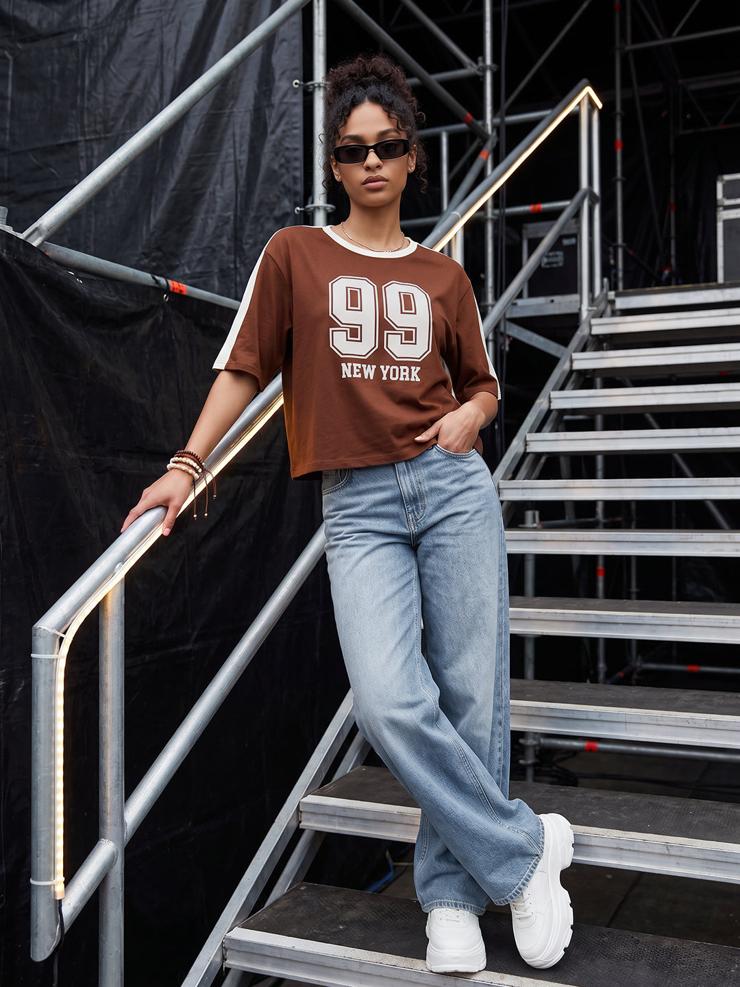 Sepia Graphic Crop Genz Tees