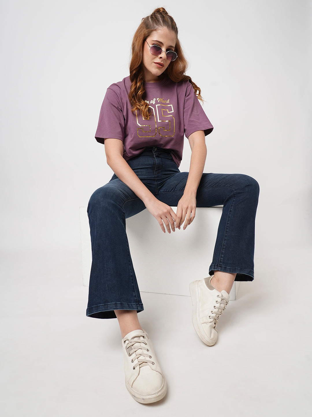 Women Blue High-Rise Mini Flare Jeans