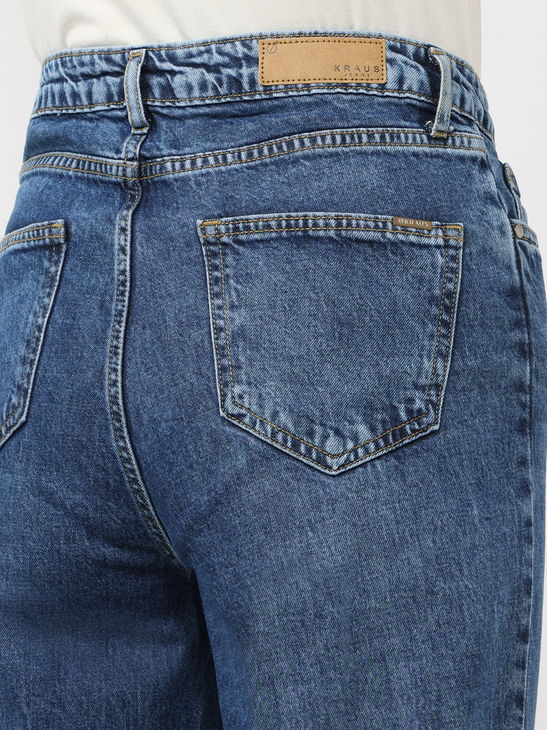 Blue High-Rise Straight Fit Jeans