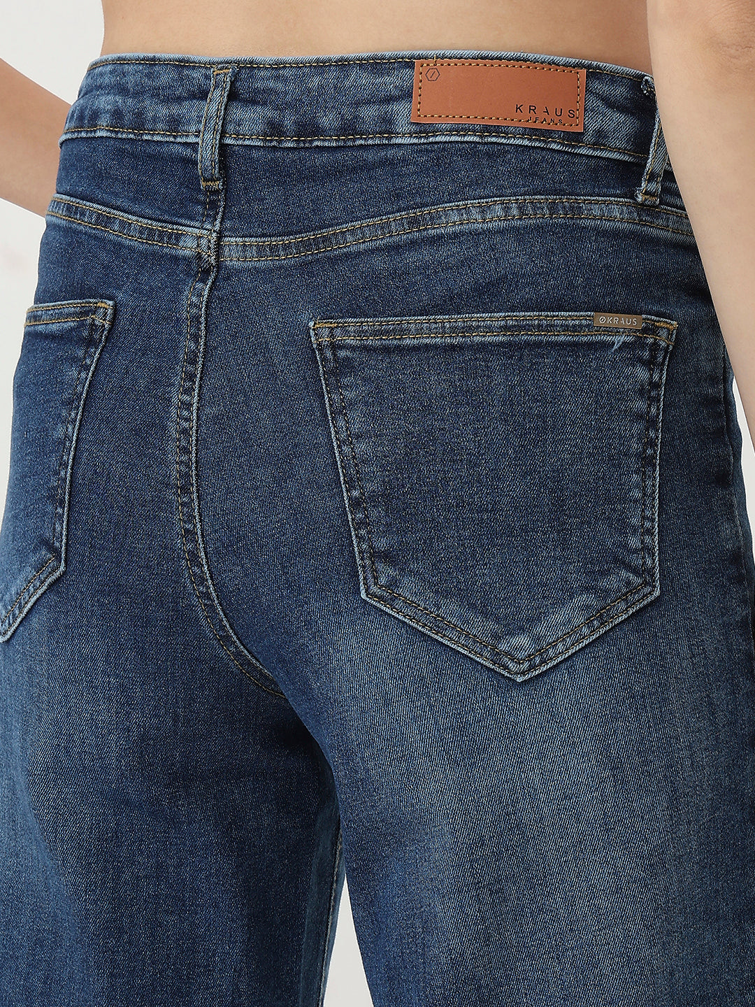Women Blue Crop Wide Leg Jeans