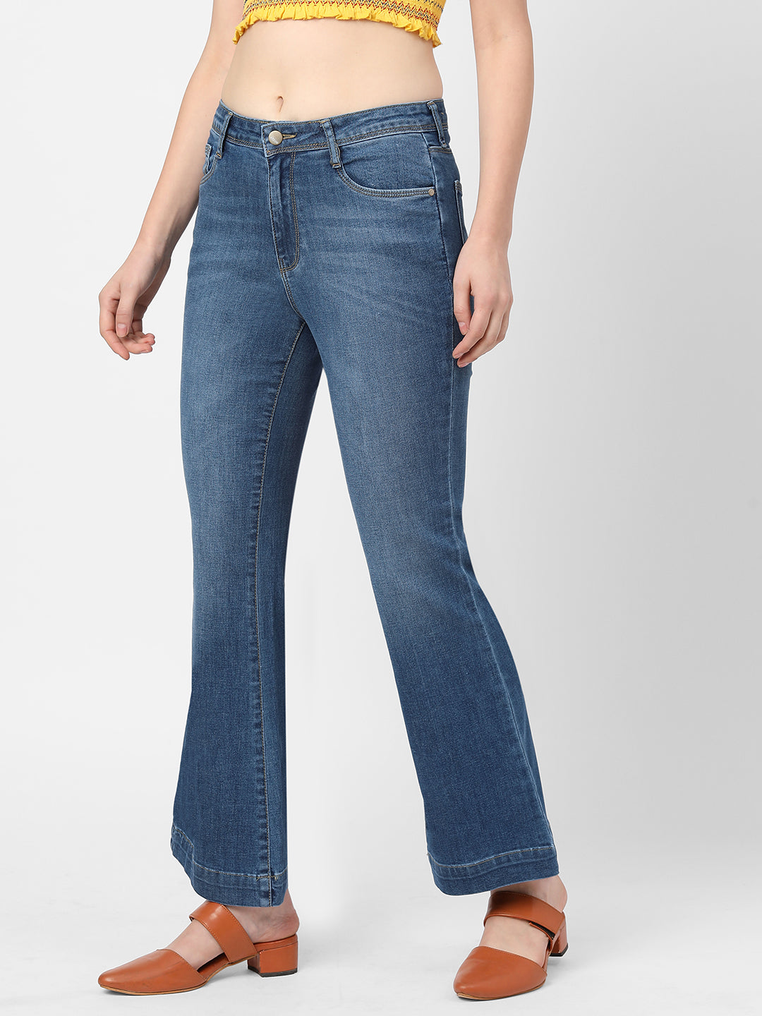 Women Blue High-Rise Flare Jeans