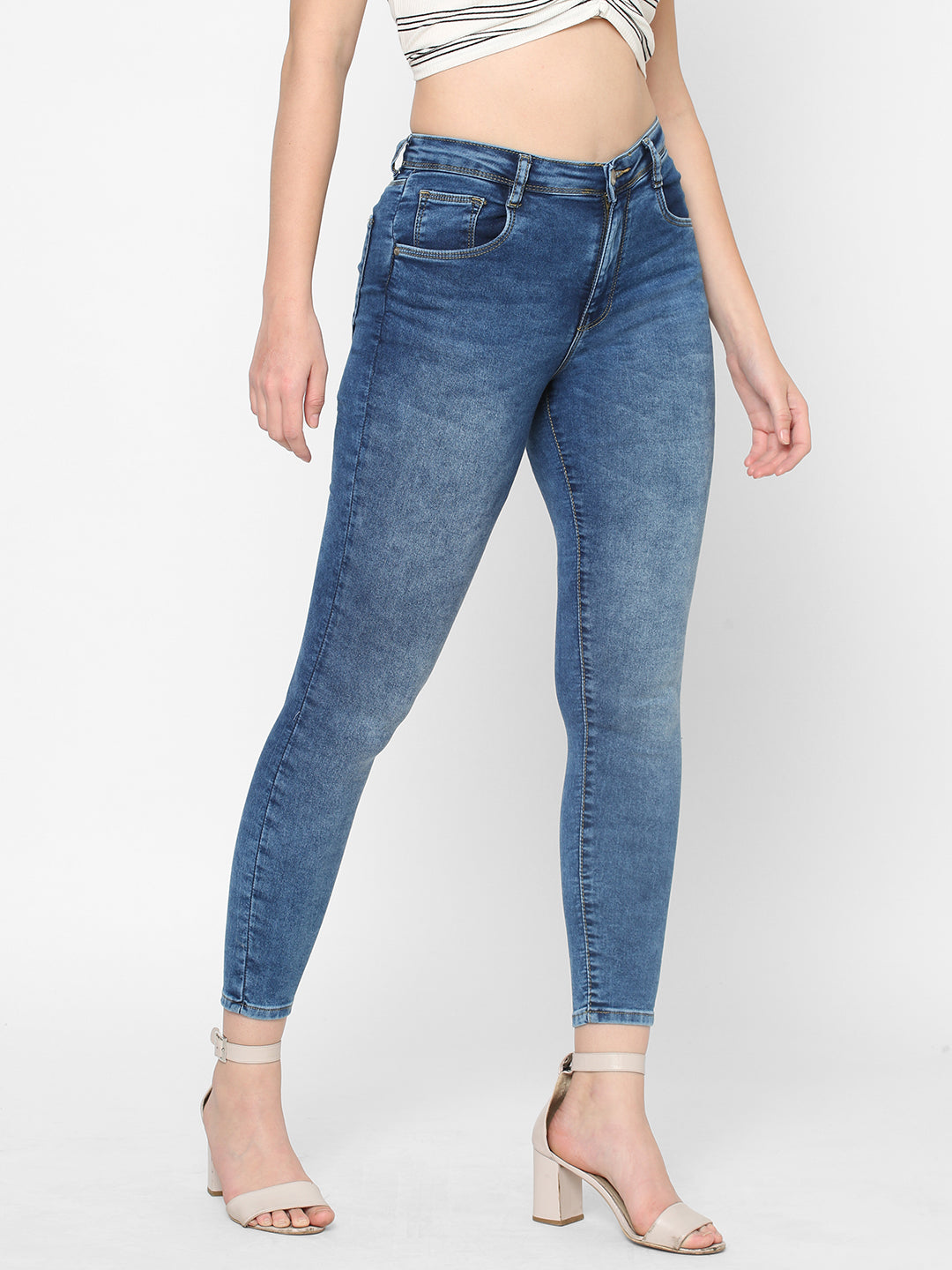 Women Blue High-Rise Skinny Jeans
