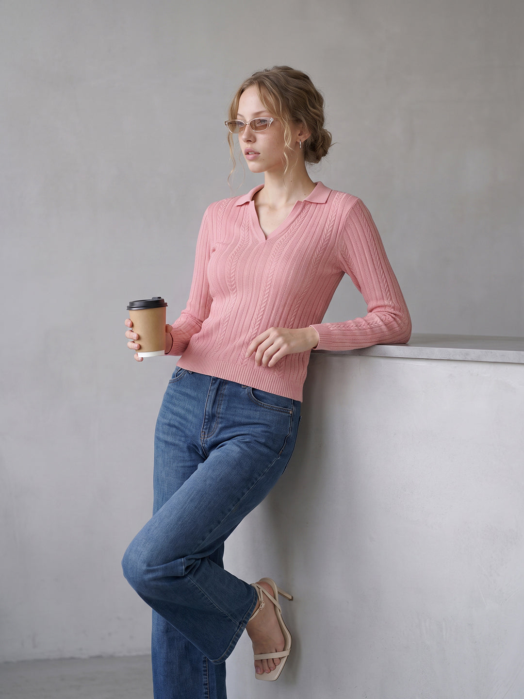 Peach/Pink Flat Knit
