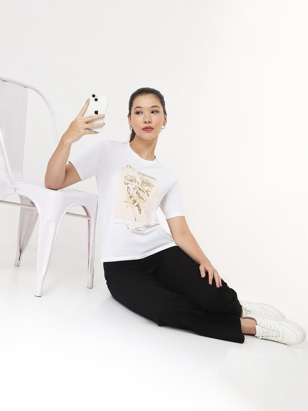 Women White Slim Boxy T-Shirt