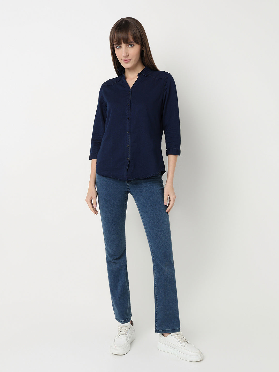 Women Ink Blue Slim Fit Shirt