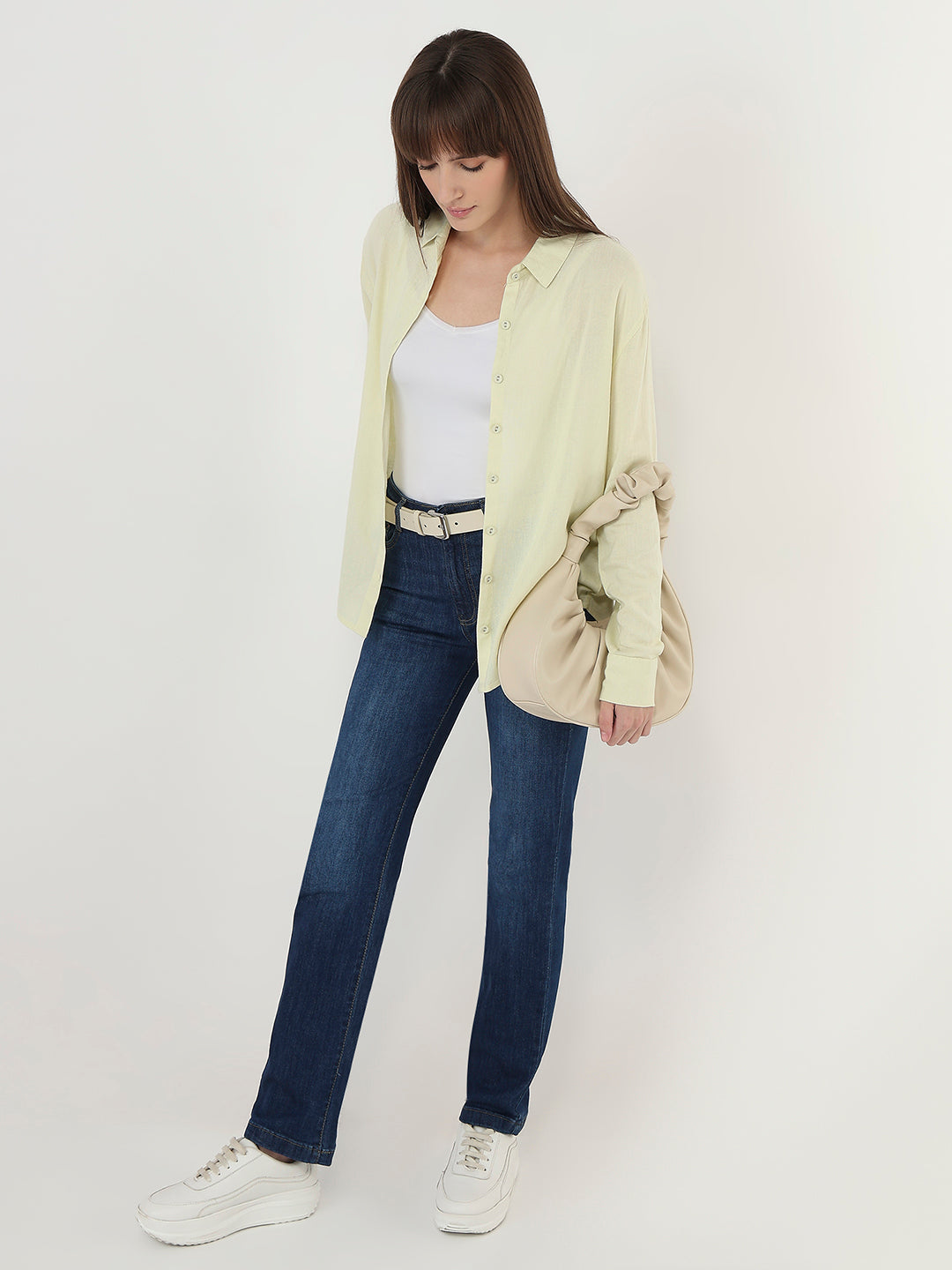 Women Light Lime Oversized Shirt
