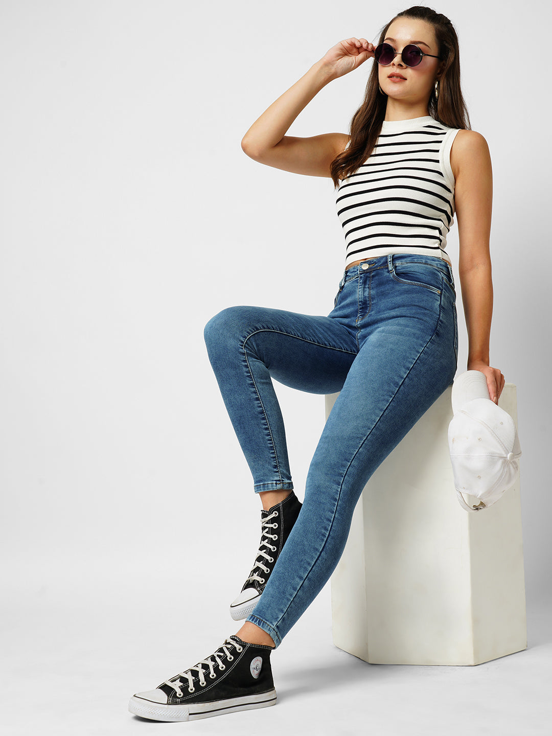 Women Blue Mid-Rise Skinny Jeans