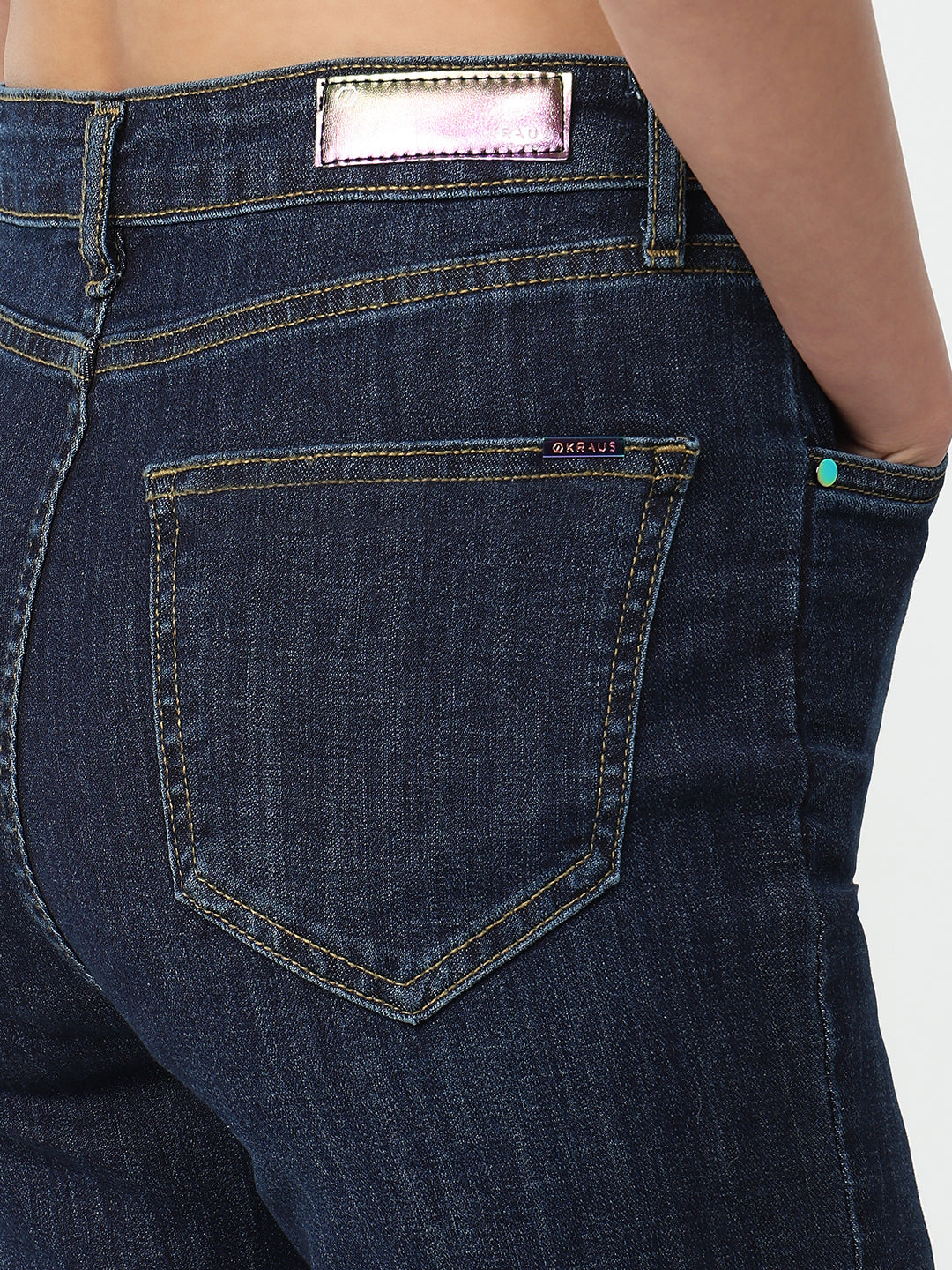 Women Dark Blue High-Rise Slim Straight Fit Jeans