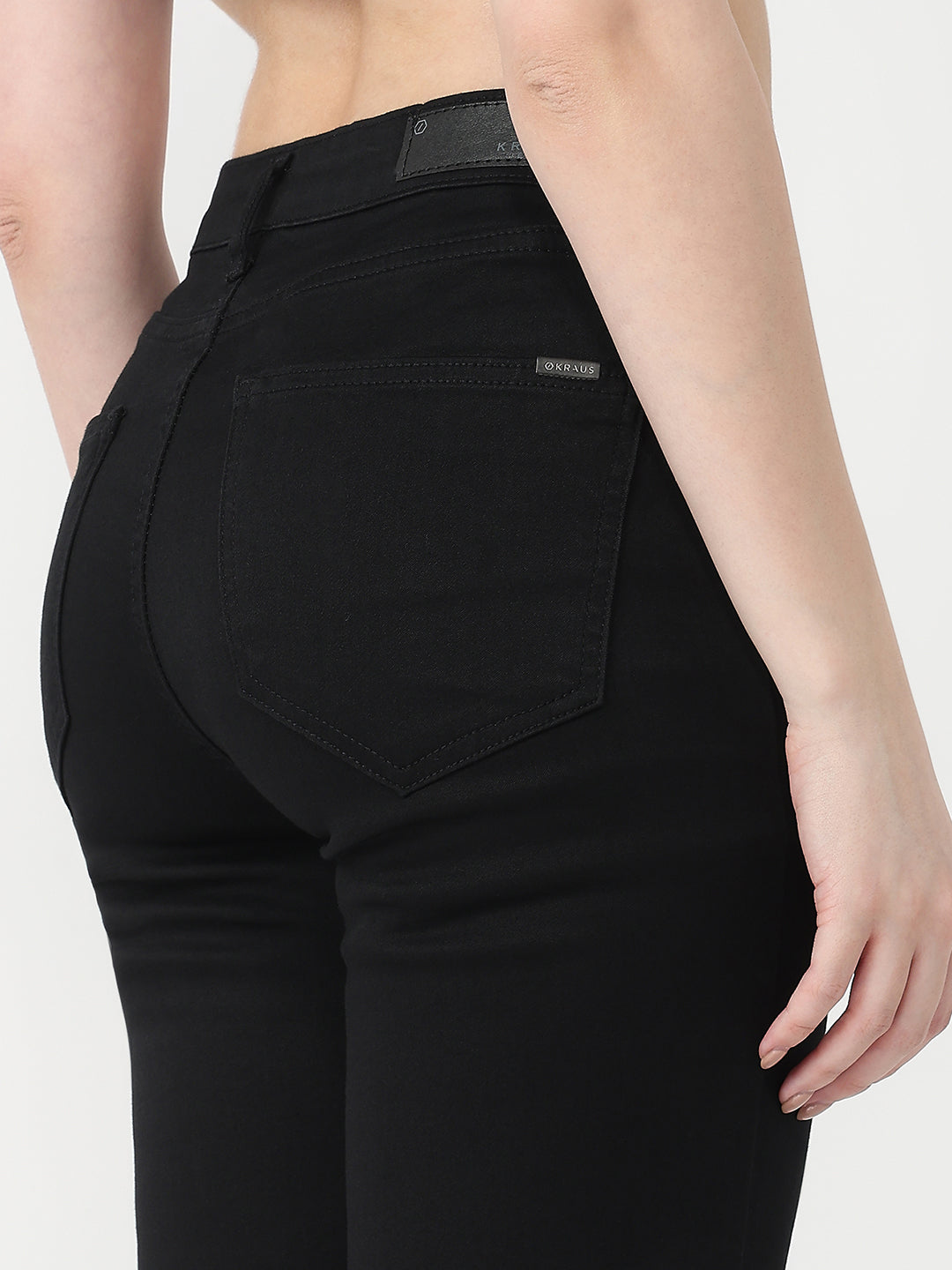 Women Black High-Rise Slim Straight Jeans