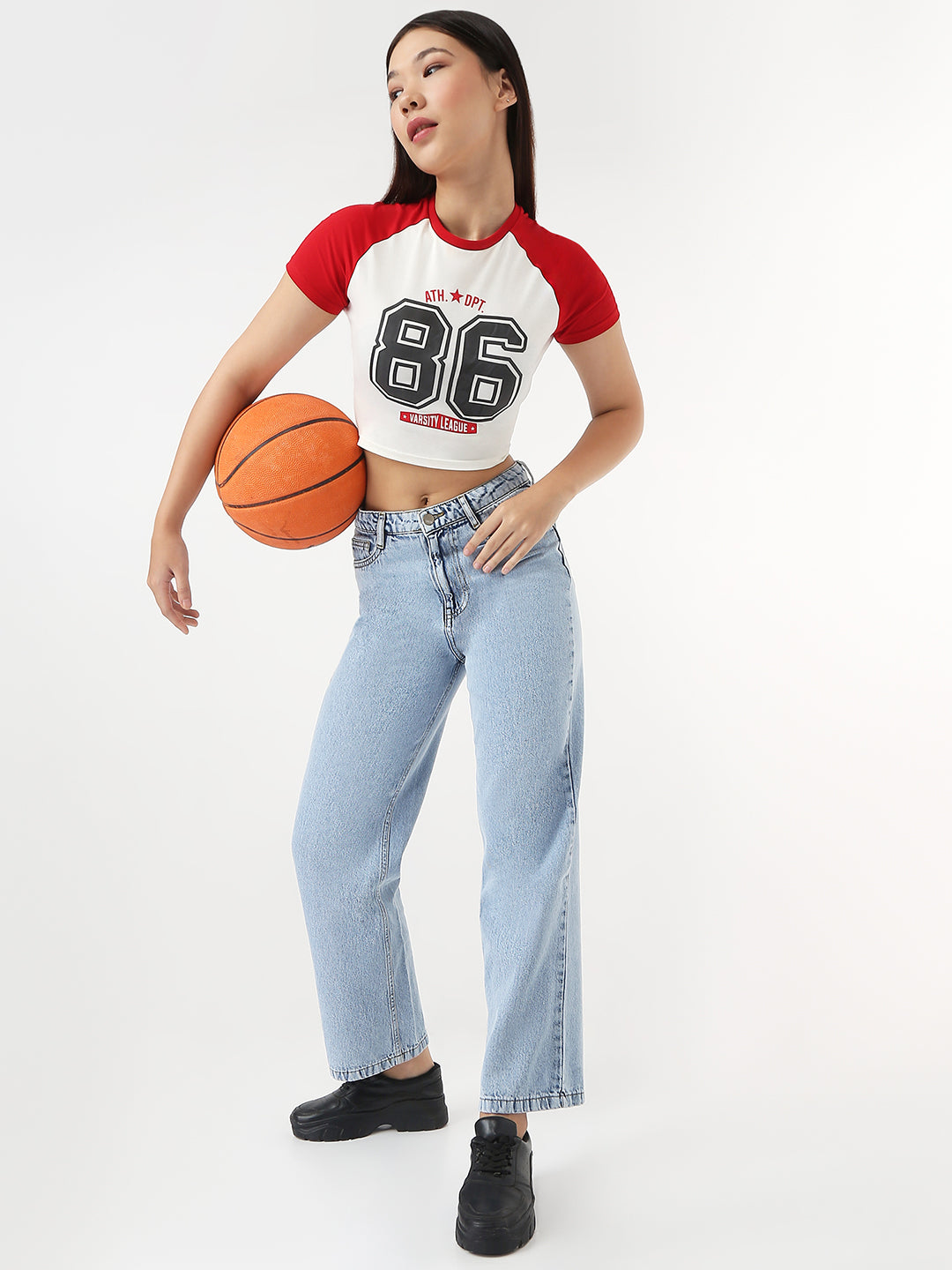 Women Ivory/Red Slim Genz T-Shirt