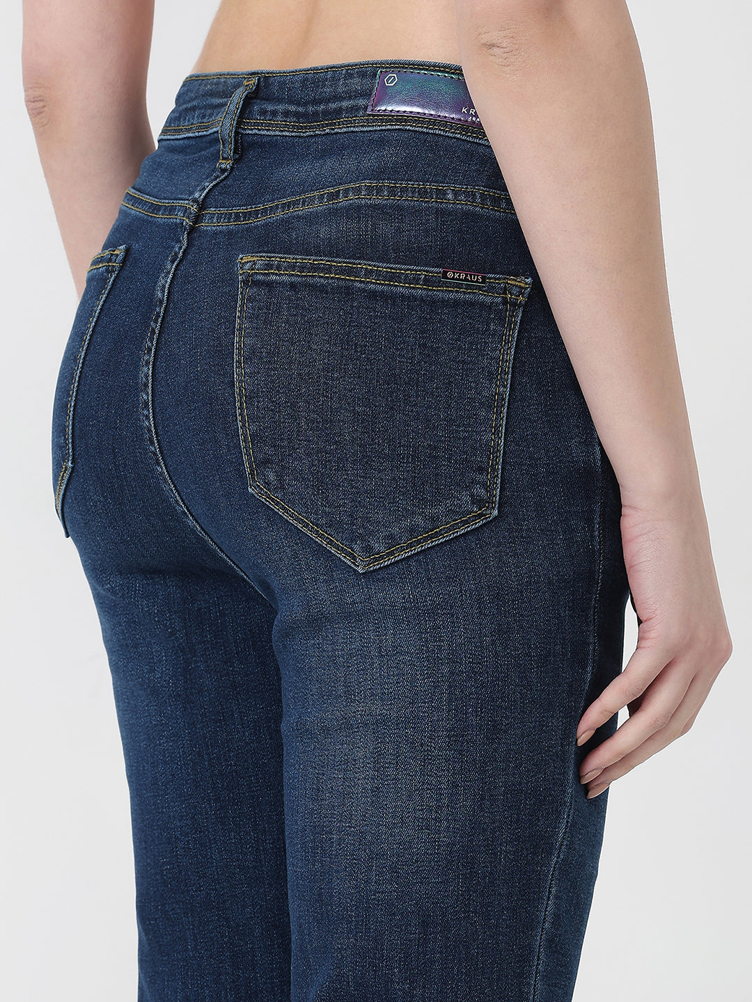 Women Dark Blue High-Rise Flare Jeans