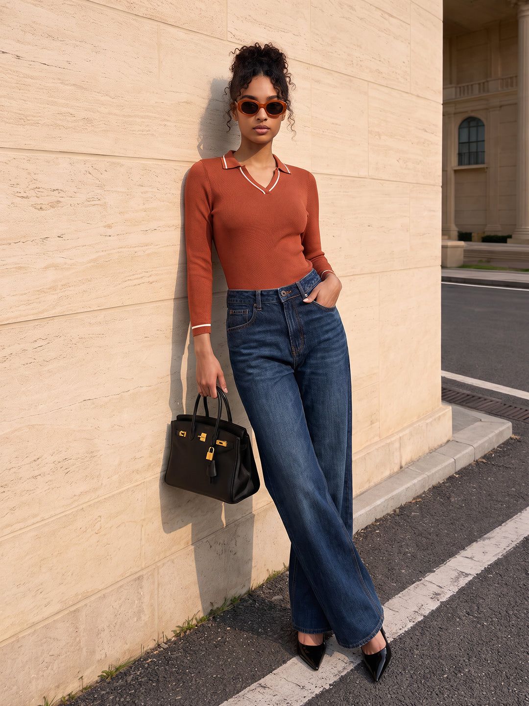 Burnt Orange Flat Knit