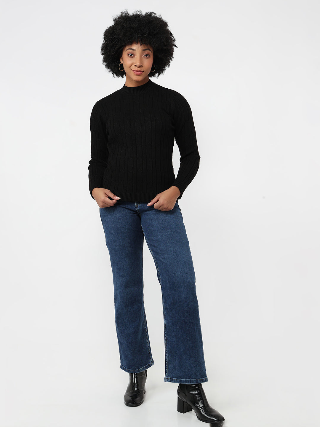 Women Black Slim Fit Sweater