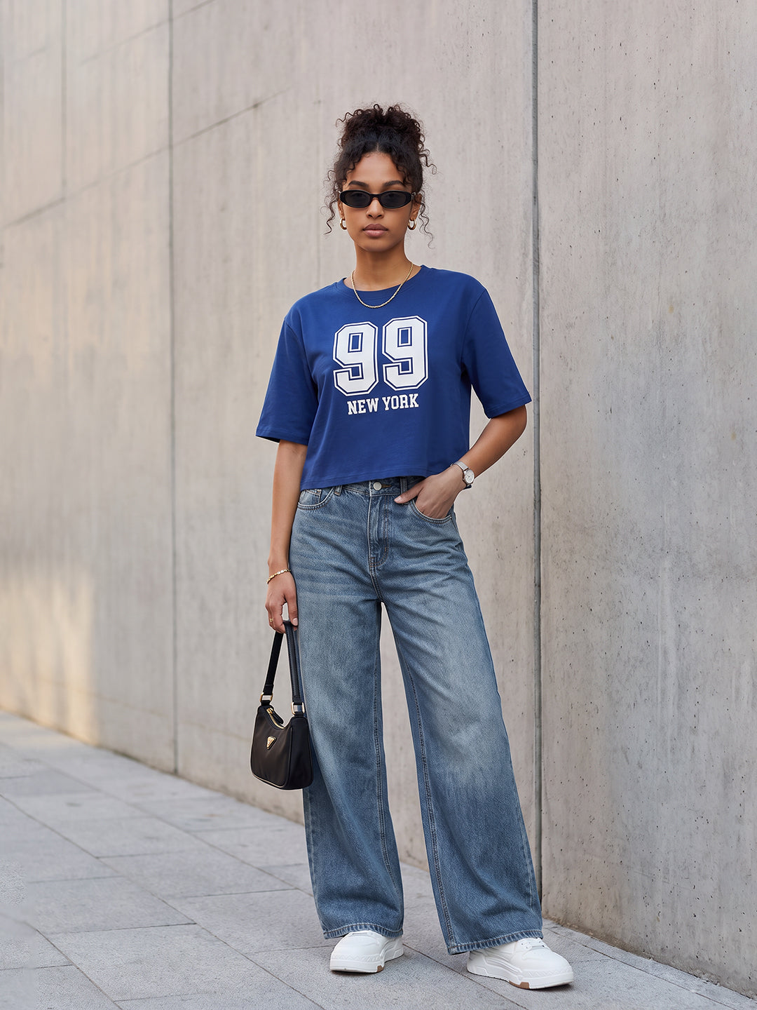Indigo Graphic Crop Tees