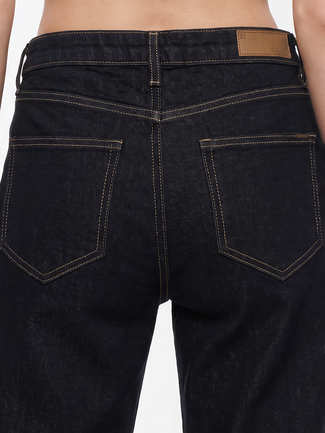 Women Black High-Rise Straight Fit Jeans