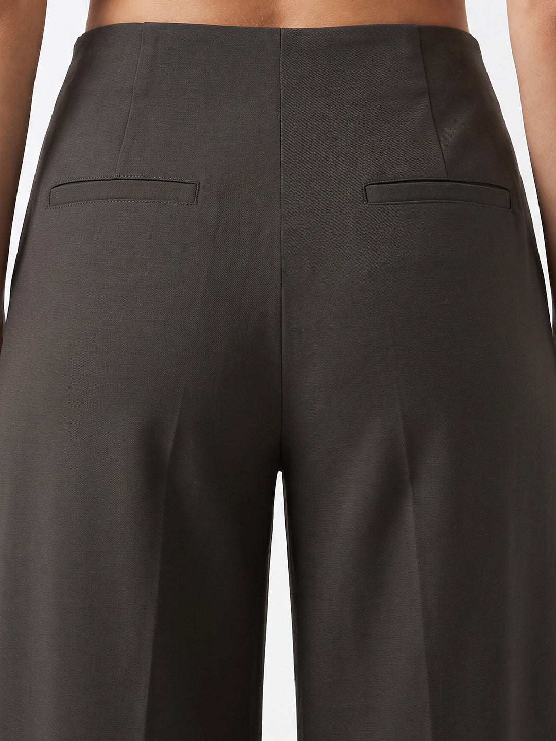 Women Smokey Olive Wide Leg Treggings