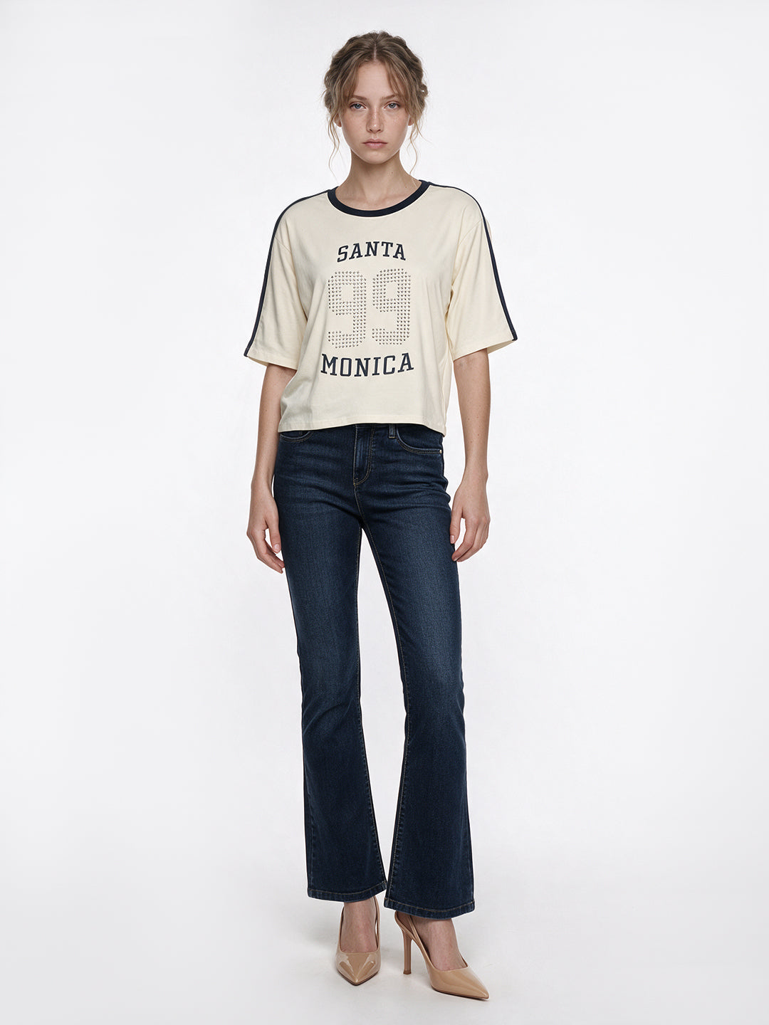 Ivory Graphic Crop Genz Tees