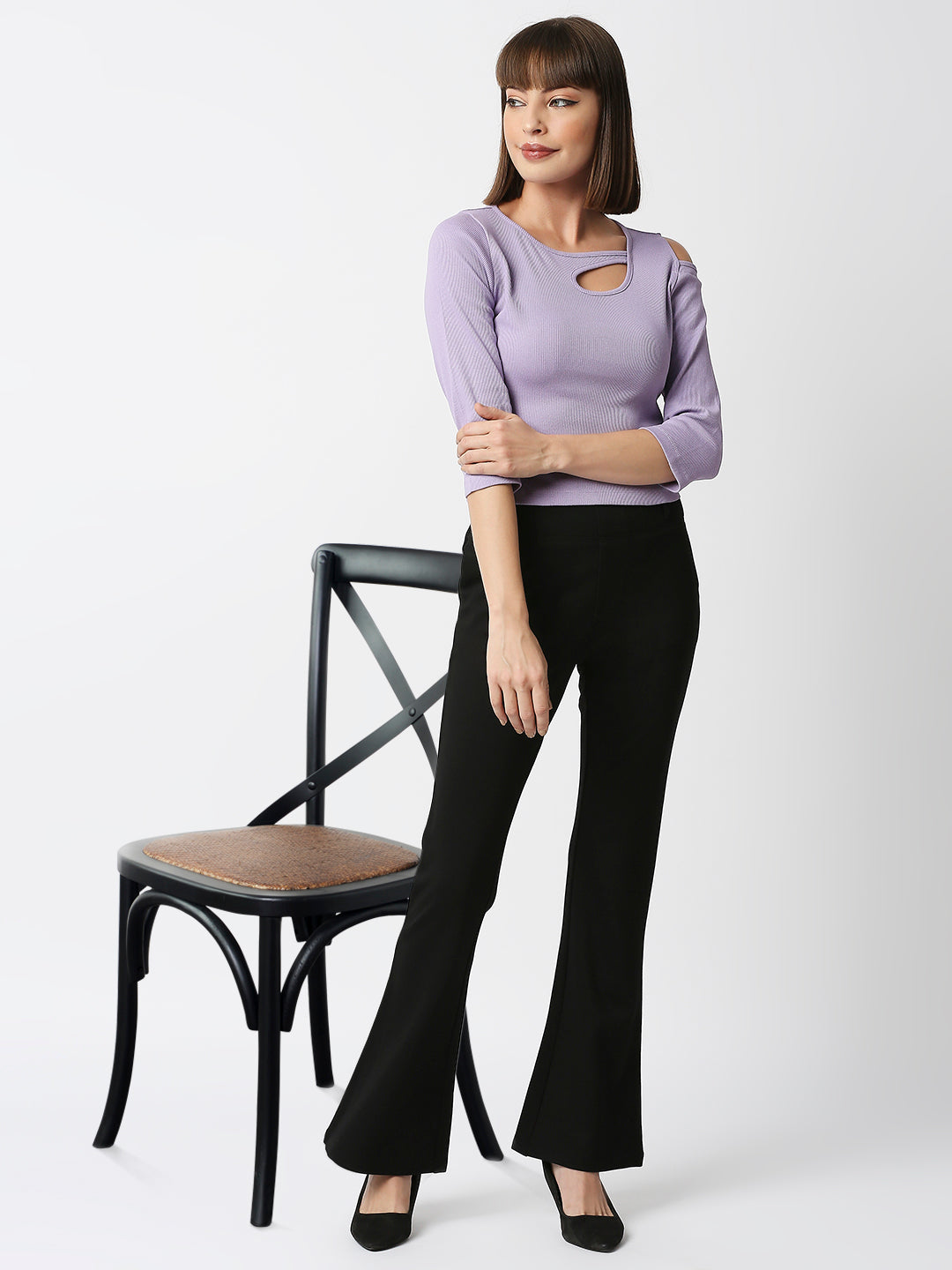Women Lavender Rib Top