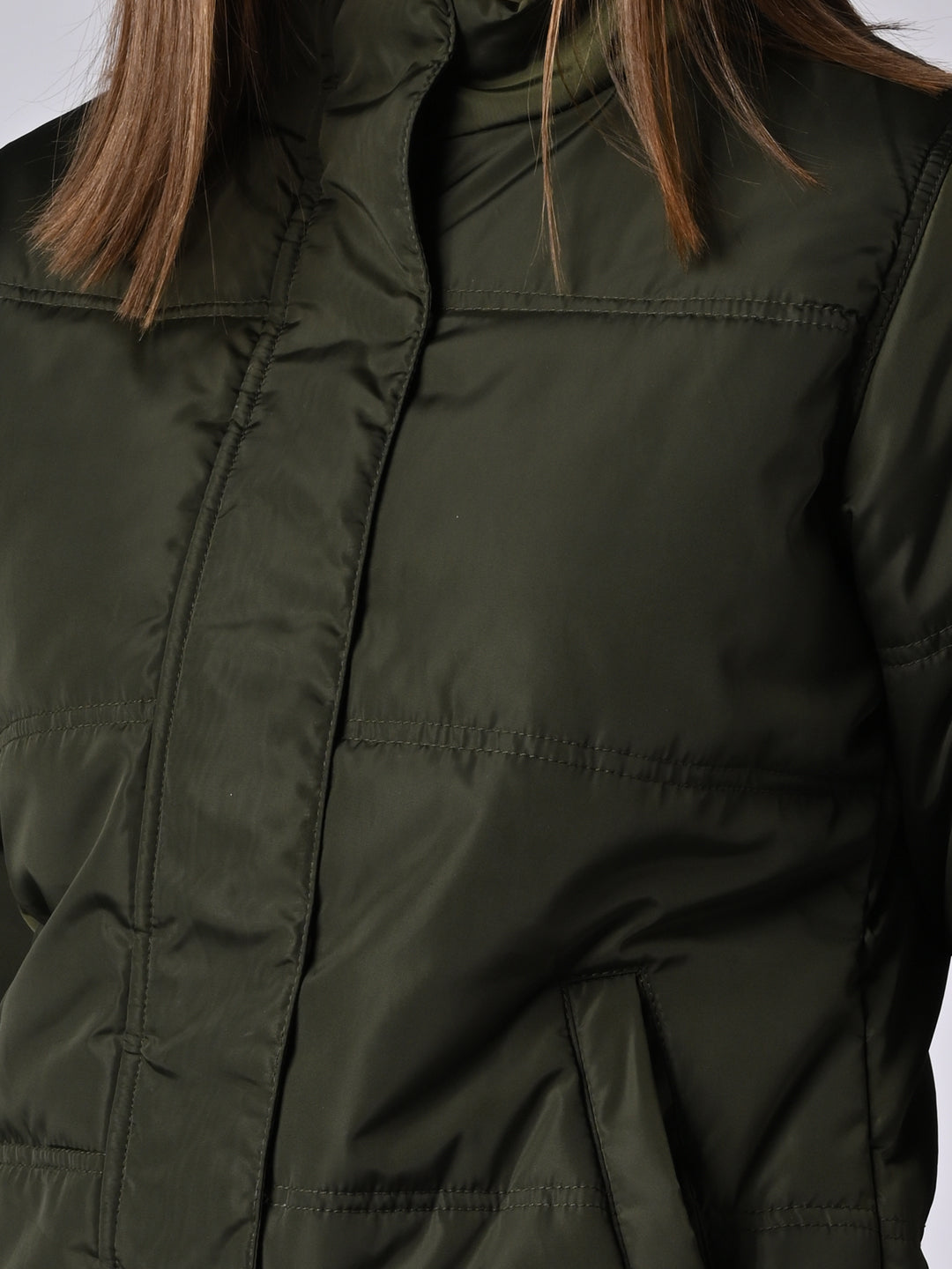 Women Bottle Green Winter Jacket