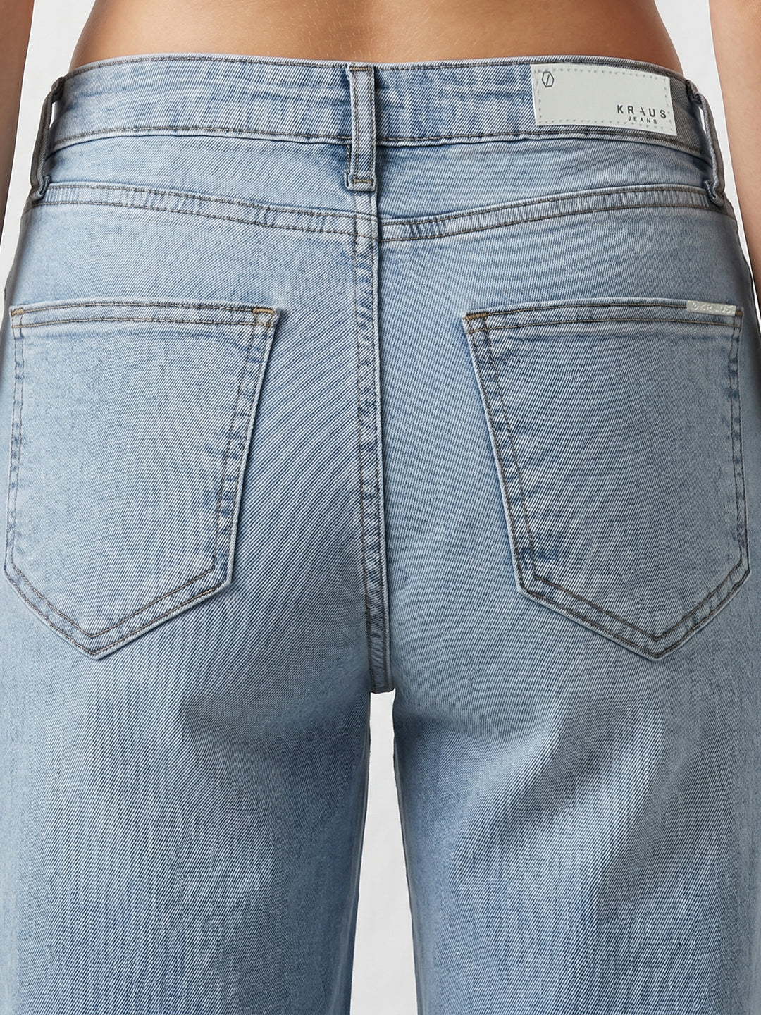 Women Light Blue High-Rise Crop Wide Leg Jeans