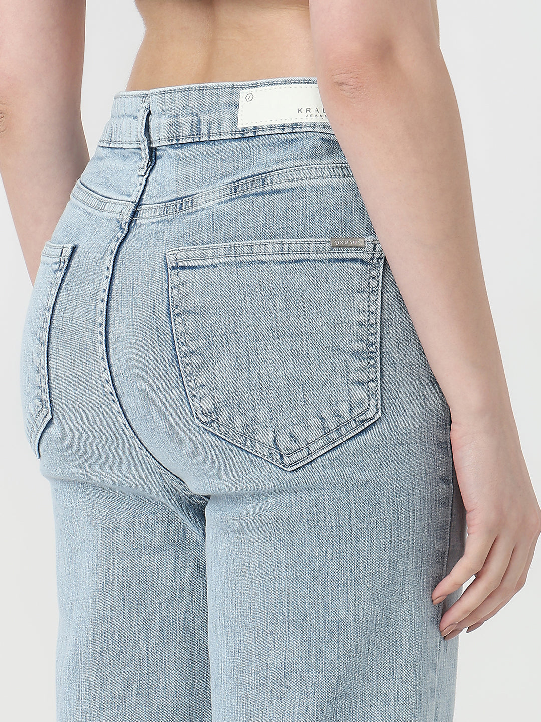 Women Light Blue High-Rise Straight Jeans