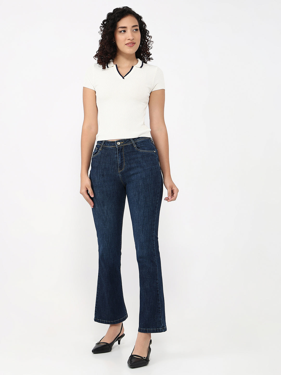 Women White Slim Fit Flat Knit
