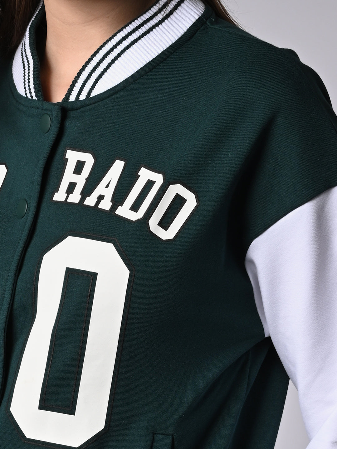 Women Bottle Green/White Winter Jacket