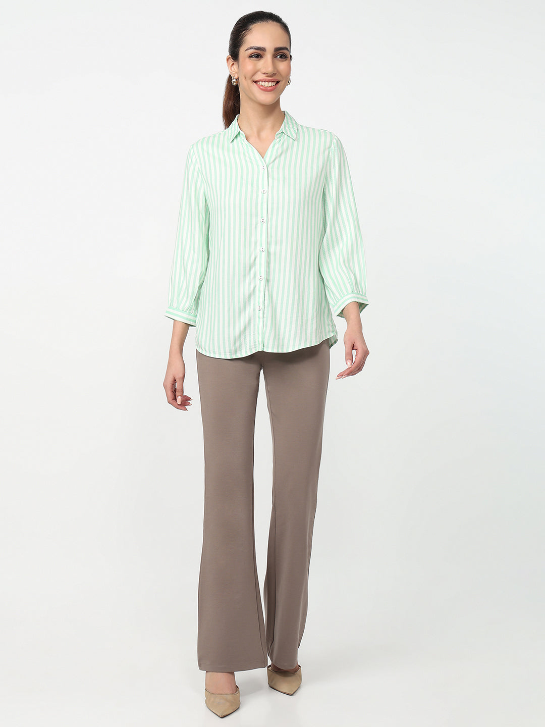 Women Mint/White Stripped Shirt