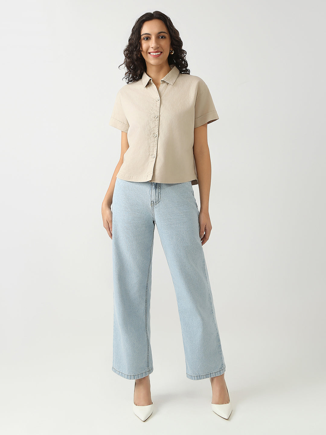 Women Oatmilk Crop Shirt
