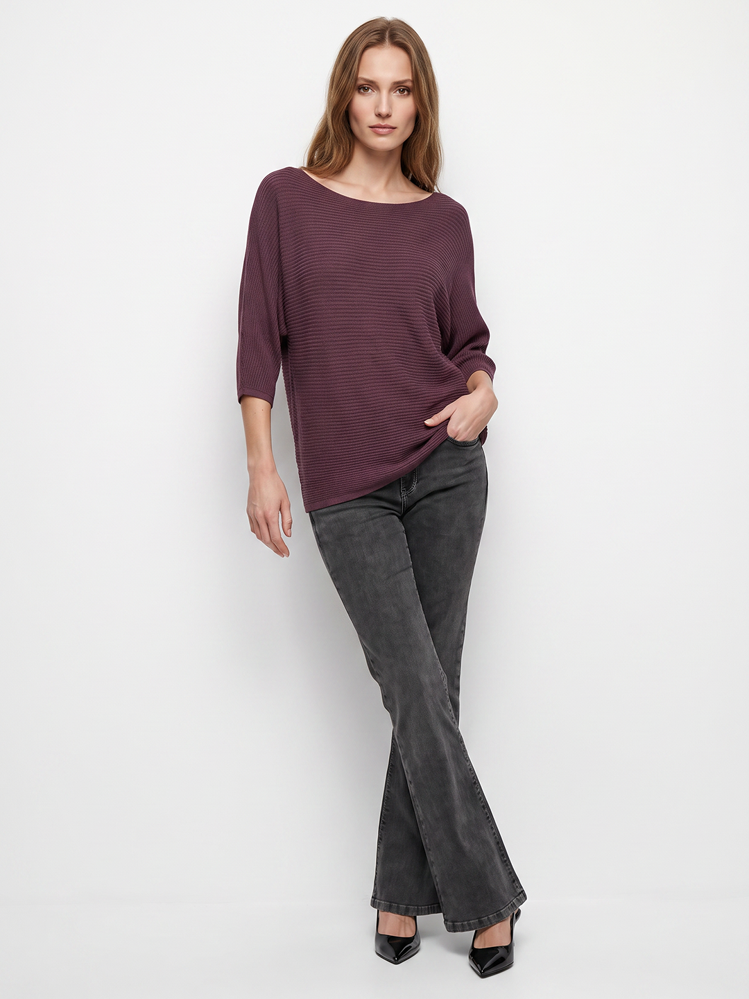 Women Mauve Batsleeve Top