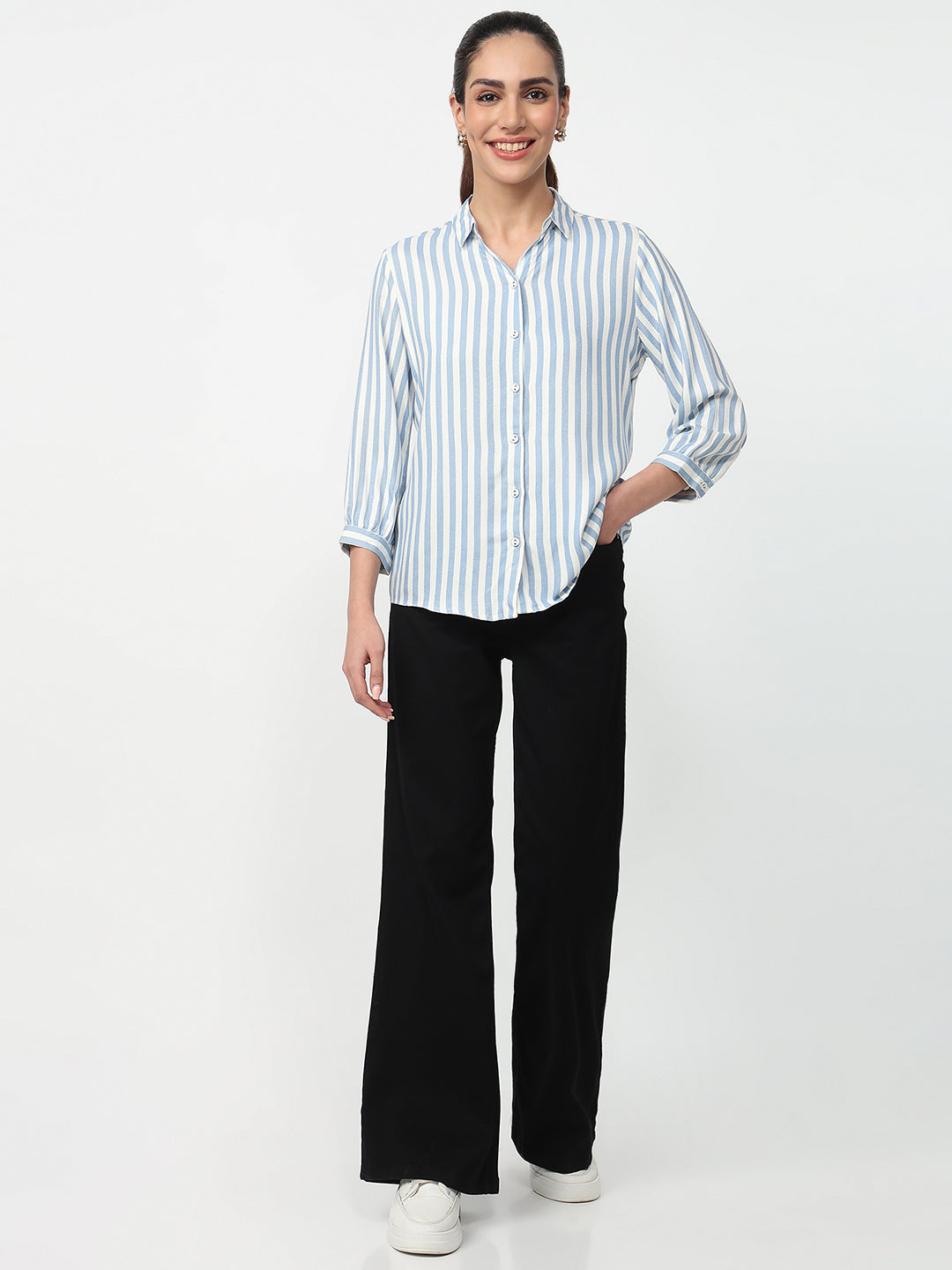 Women Blue/White Stipped Shirt