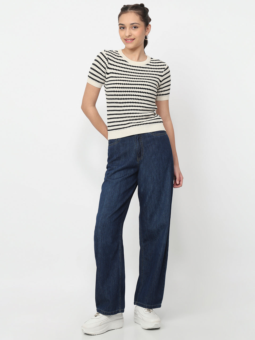 Women Black/Chalk Flat Knit