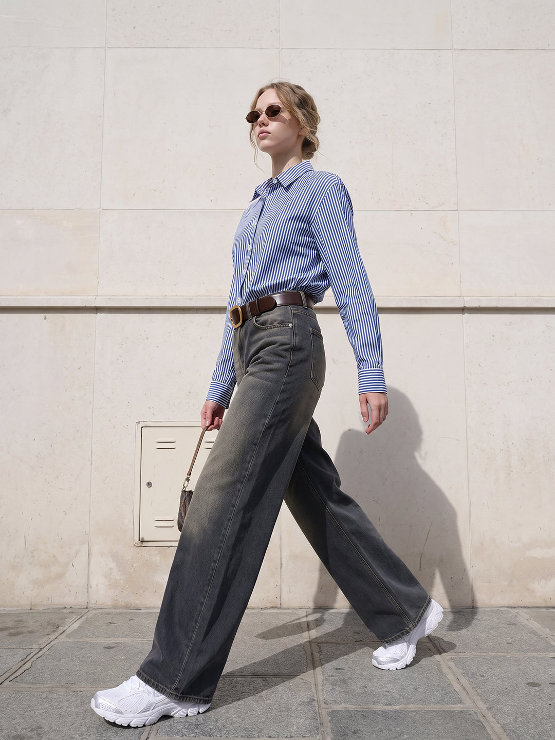 Electric Blue Stiped Oversized Shirt